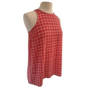 Pink Rose Red Hi Neck Geometric Flowy Summer Sleeveless NWT Top Blouse Halter M
